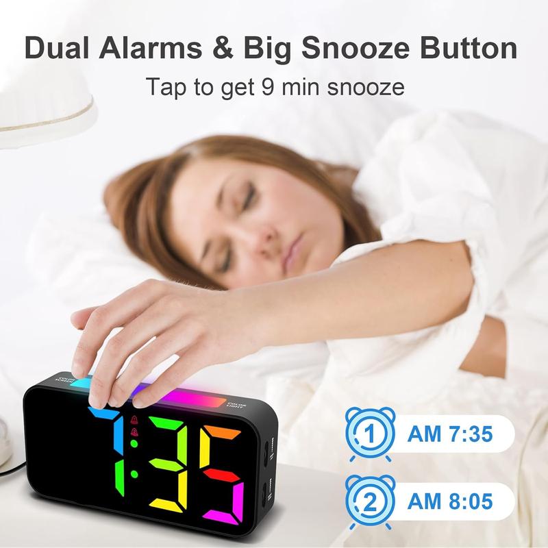 Loud Alarm Clocks for Bedrooms Heavy Sleepers, Digital Clock with Night Light, Large Display, Dual Alarm, Snooze, Dimmable Bedside Alarm Clock for Kids Teens Boys Girls