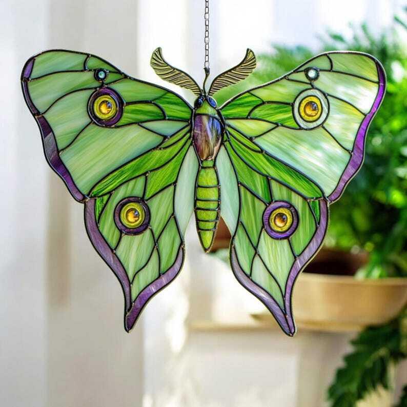 Spanish luna moth butterfly ACRYLIC Ornament, acrylic window hangings, unique Christmas gift, gift for mom,handmade gift,modern home decor