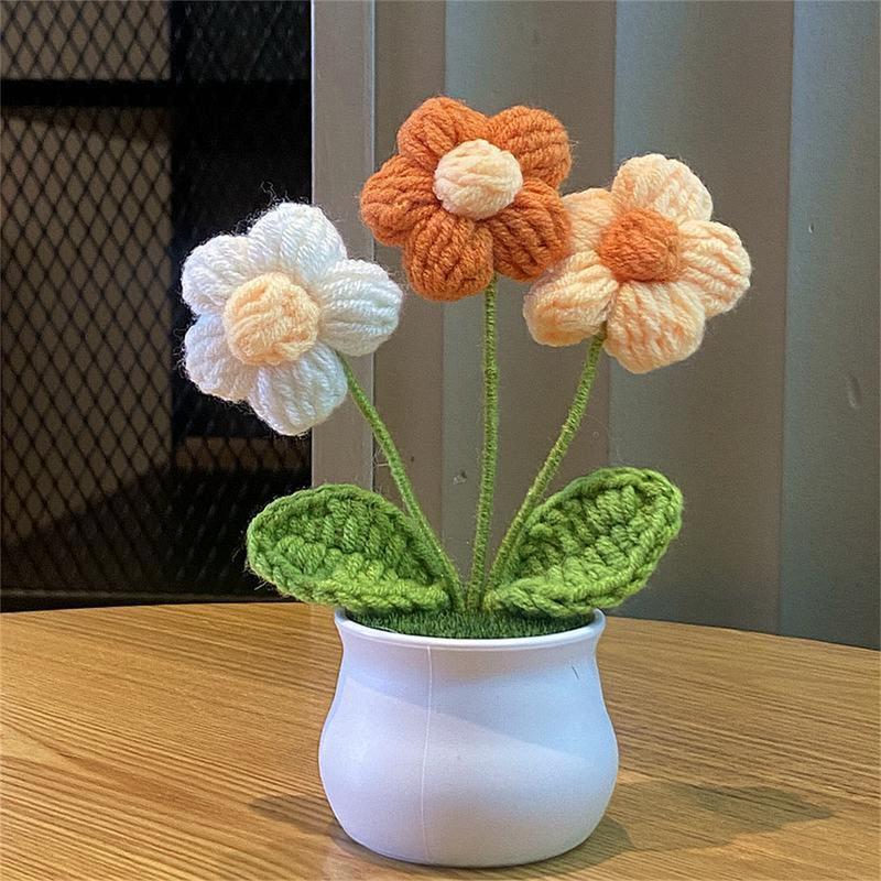 Handmade Crochet Flower, 1 5 Counts Simulated Flower, Home Decor Supplies for Living Room Bedroom Dining Room, Gifts for Him, Gifts for Kids, Birthday Gift