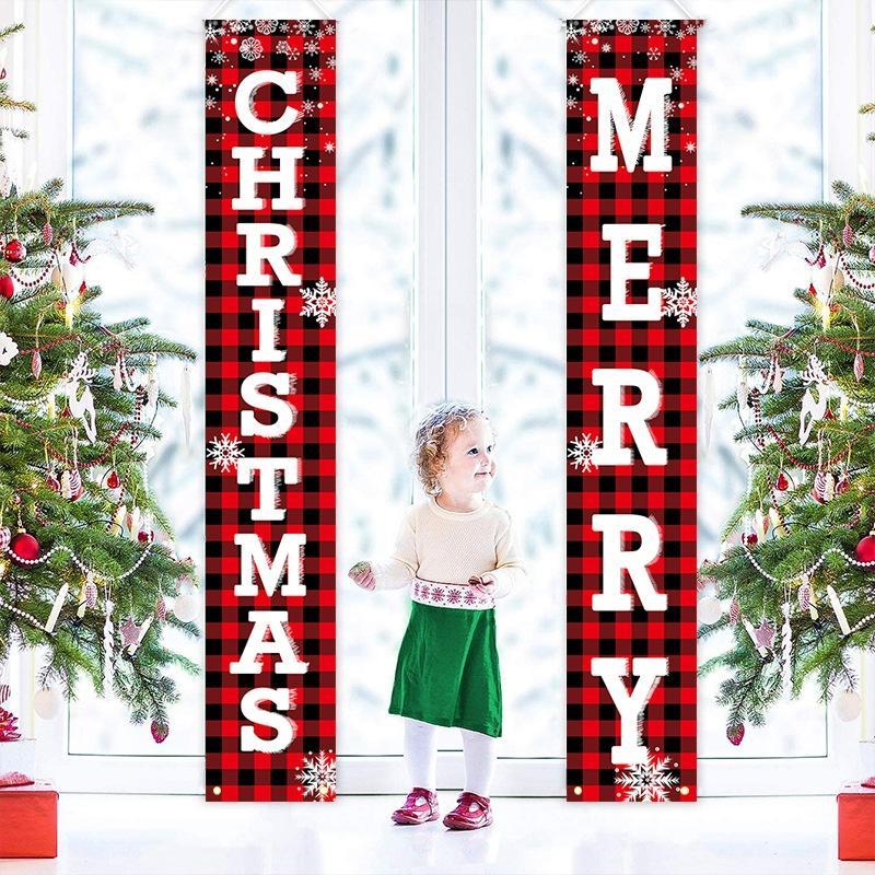 Merry Christmas Banner Set, 1 Pair Outdoor Holiday Decorations, Door Decor, Party Wall Hangings, Festive & Party Supplies