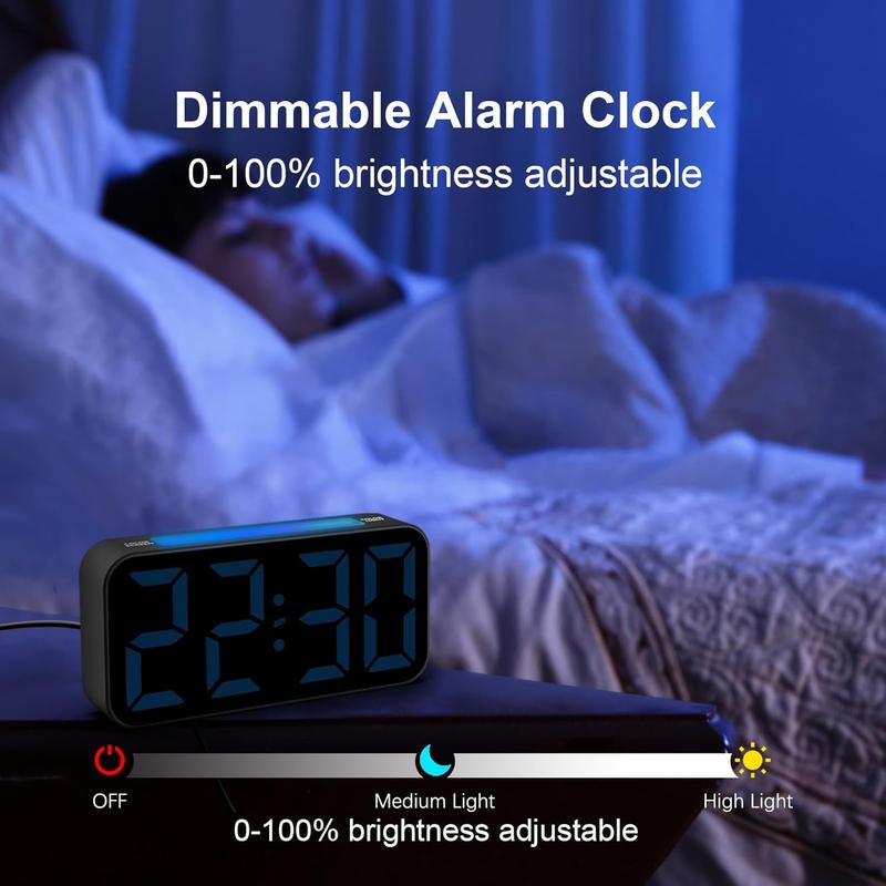 Loud Alarm Clocks for Bedrooms Heavy Sleepers, Digital Clock with Night Light, Large Display, Dual Alarm, Snooze, Dimmable Bedside Alarm Clock for Kids Teens Boys Girls