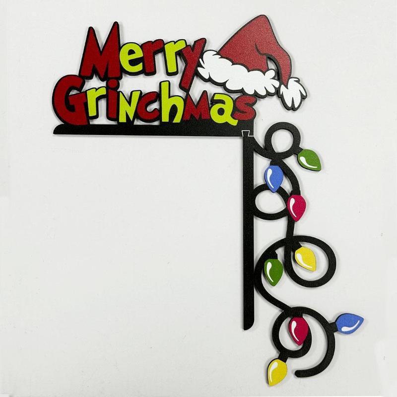 Merry Christmas Wooden Hanging Sign, 1 Count Letter & Cap Pattern Door Frame Decoration, Festive Decorations for Home Party