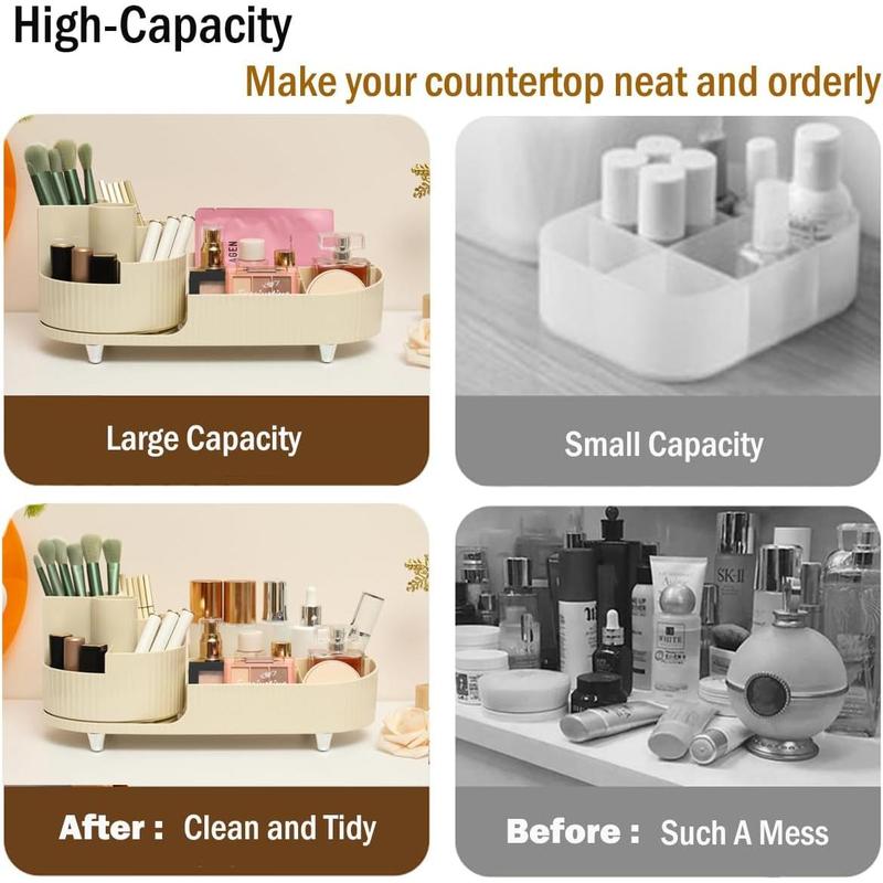 Makeup Organizer Countertop Rotating Makeup Organizer for Vanity Large Capacity Cosmetic Display Case with Makeup Brush Holder Cosmetic Organizer Countertop Boxes