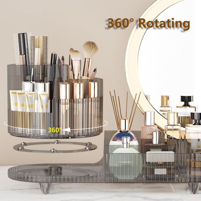 Makeup Organizer Countertop Rotating Makeup Organizer for Vanity Large Capacity Cosmetic Display Case with Makeup Brush Holder Cosmetic Organizer Countertop Boxes