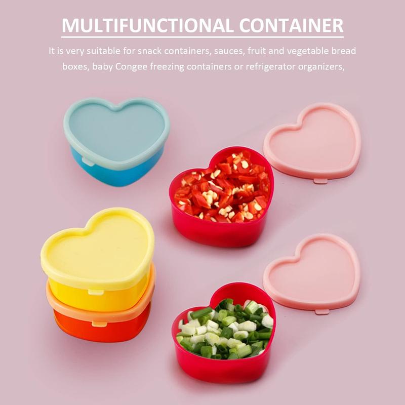 Heart Shaped Storage Box, 5 Counts set Mini Portable Sauce Seasoning Snack Storage Box with Lid, Kitchen Spice Storage Box for Home Picnic Dining Room Barbecue