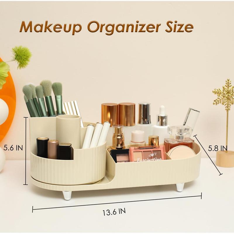 Makeup Organizer Countertop Rotating Makeup Organizer for Vanity Large Capacity Cosmetic Display Case with Makeup Brush Holder Cosmetic Organizer Countertop Boxes