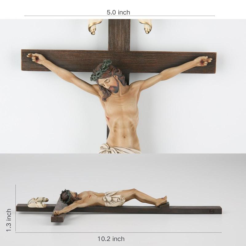 The BC Catholic Crucifix Wall Cross is a beautiful piece of religious art. It serves as a Jesus Christ wall decor for your home altar.