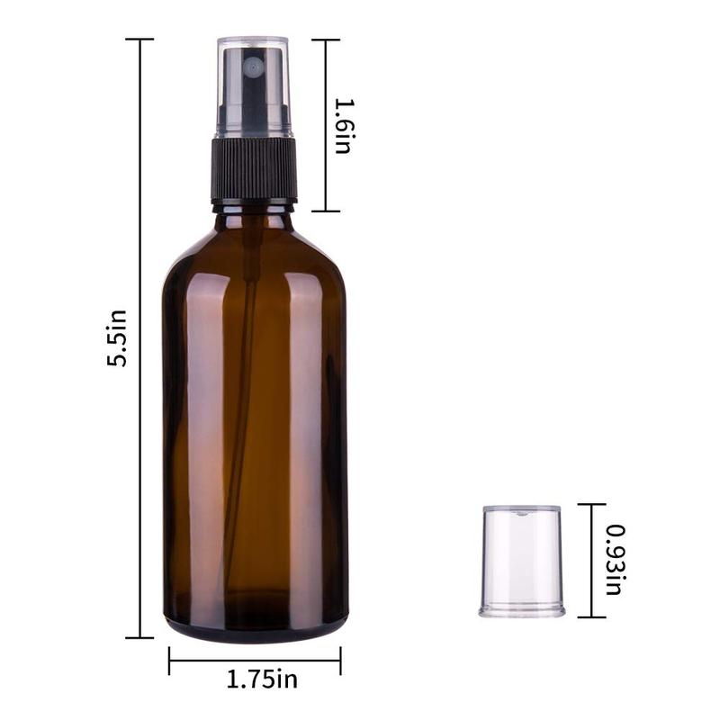 Amber Glass Spray Bottles for Essential Oils, 4oz Empty Small Fine Mist Spray Bottle 2 Pack Kit Light Kit Light