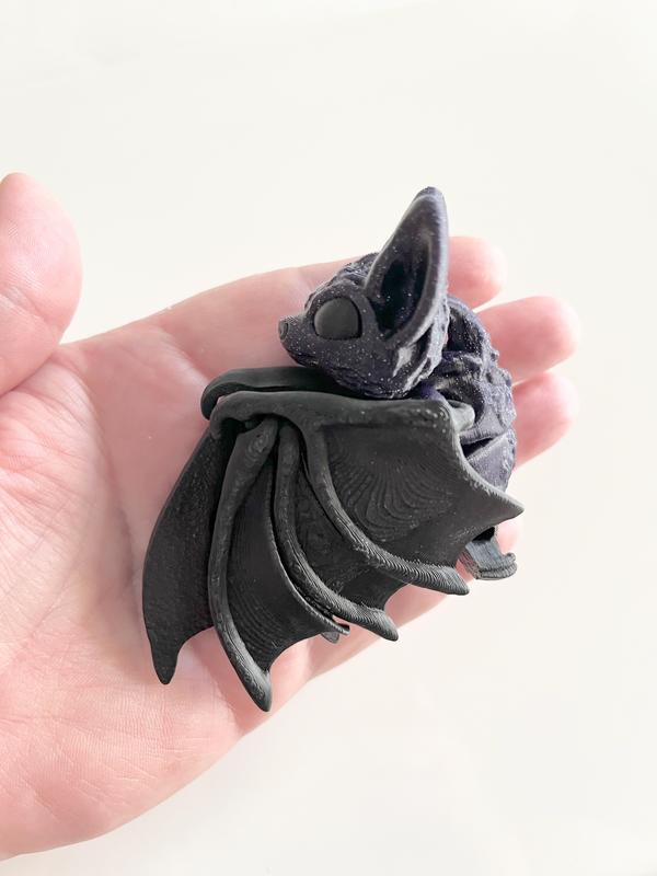 Articulated Bat Figurine with Black Coffin Container 3D Printed Decor Nature Ornaments Box Boxes Box Boxes