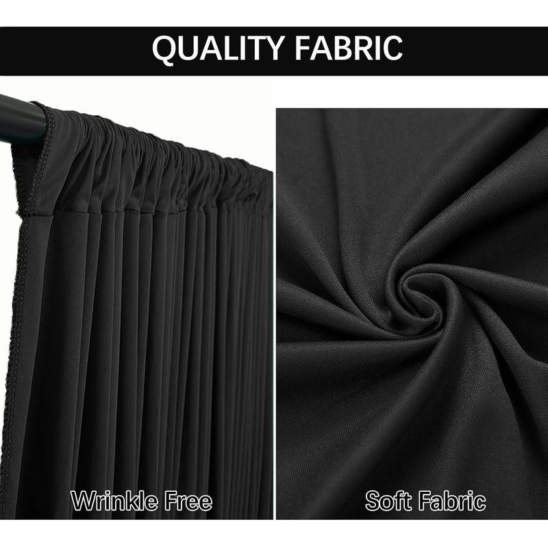 202410x10FT Black Backdrop Curta for Parties Wrinkle Free Black Curta Backdrop Drapes Soft Fabric Decoration for Birthday Wedding Party Photo Photography Background 5ft x 10ft, 2 Panels