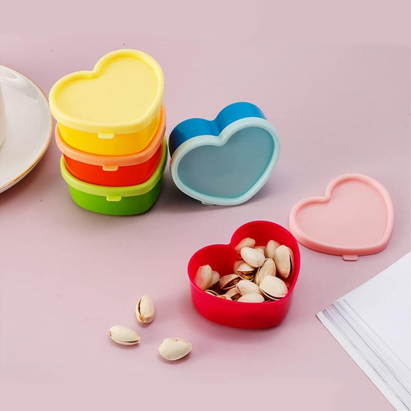 Heart Shaped Storage Box, 5 Counts set Mini Portable Sauce Seasoning Snack Storage Box with Lid, Kitchen Spice Storage Box for Home Picnic Dining Room Barbecue