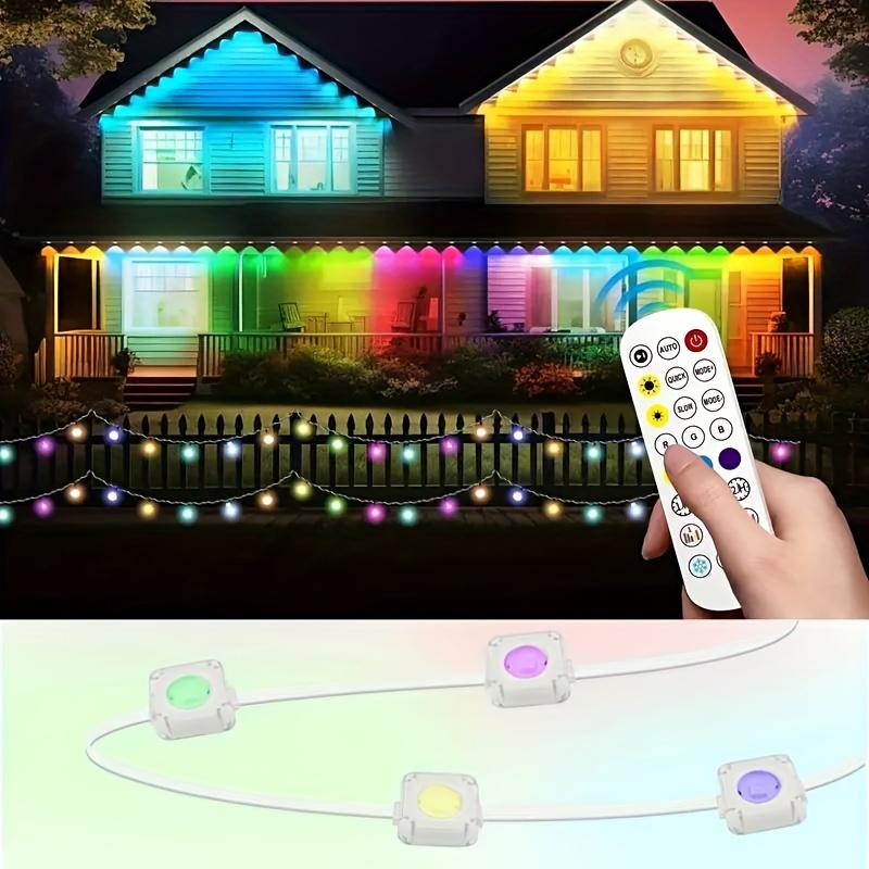 Permanent Outdoor Lights, RGB Outdoor Christmas Lights with  LED Lights, Waterproof LED Eaves Lights with DIY Scene Modes for Halloween Decor, Smart APP & Remote Control