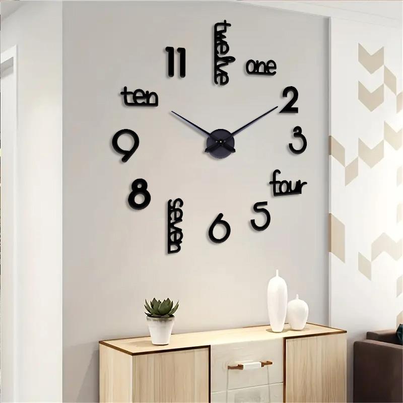 DIY Wall Clock, 1 Count Battery Powered Modern Acrylic Wall Clock without Battery, Silent Wall Clock for Home Living Room Bedroom Decor, Home Decor