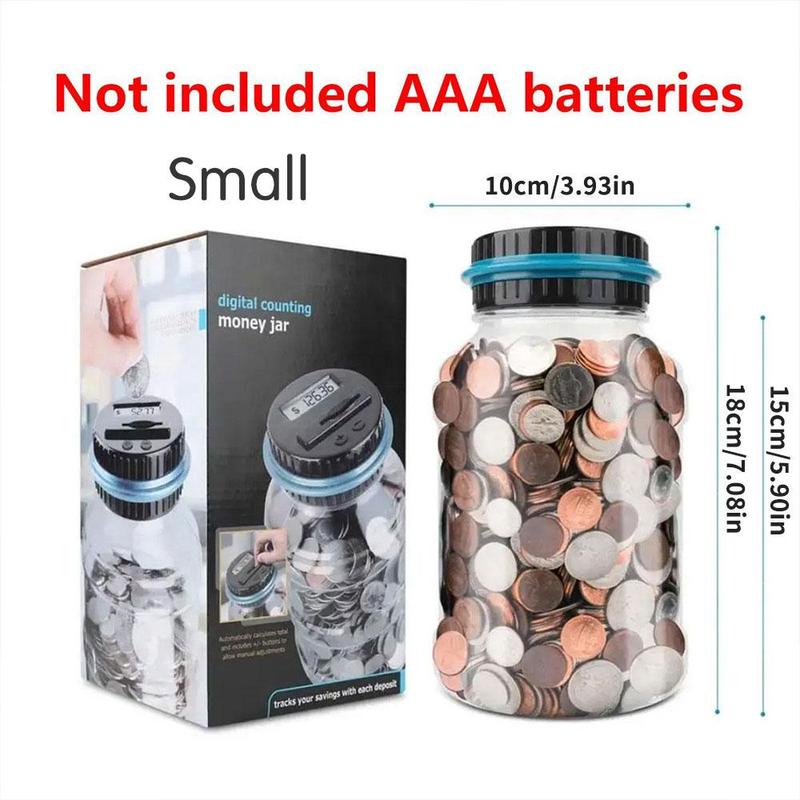 Digital Counting Saving Challenge Coin Bank, Coin Storage Jar without Battery, Money Saving Bottle for Boys Girls Gifts,  Money Jar Room Decor Summer Gift, Boyfriend Gifts, Fall Decor