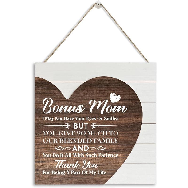 Gift to Bonus Mom, Step Mom Gift, Thank You for Being A Part of My Life, Wooden Plaque Heart Sign, Heart Keepsake Plaque for Step Mom, Birthday Mother's Day Gift for Step Mom, Thank You Stepmom Gift