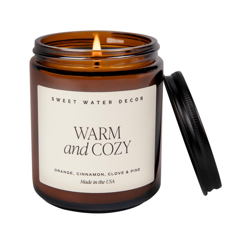 Warm and Cozy Soy Candle - Amber Jar - 9 oz