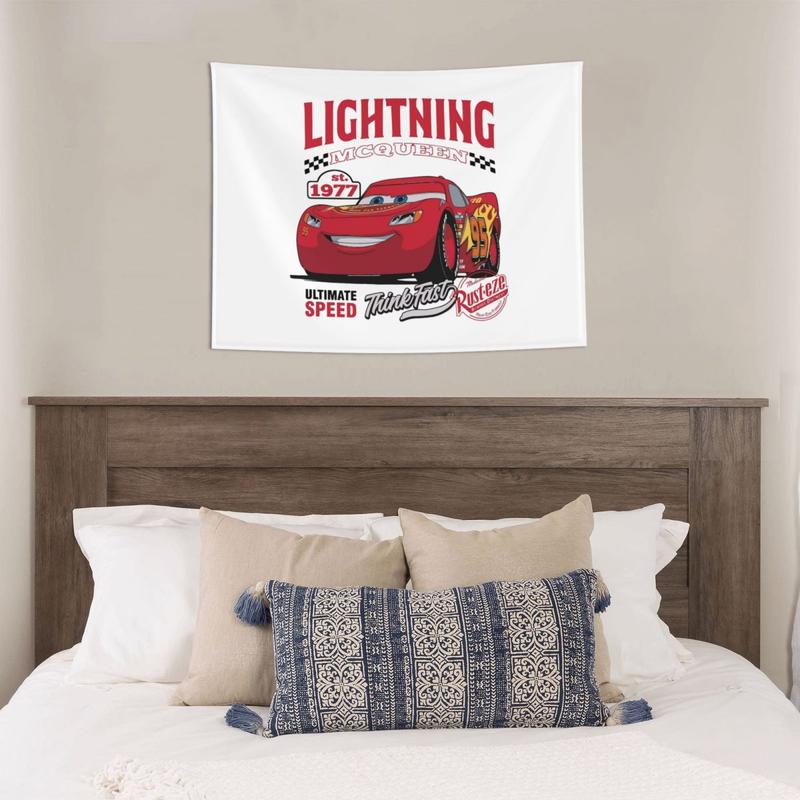 Retro Lightning McQueen Cars Tapestry Hippie Polyester Wall Hanging Room Decor Yoga Mat Psychedelic Tapestries