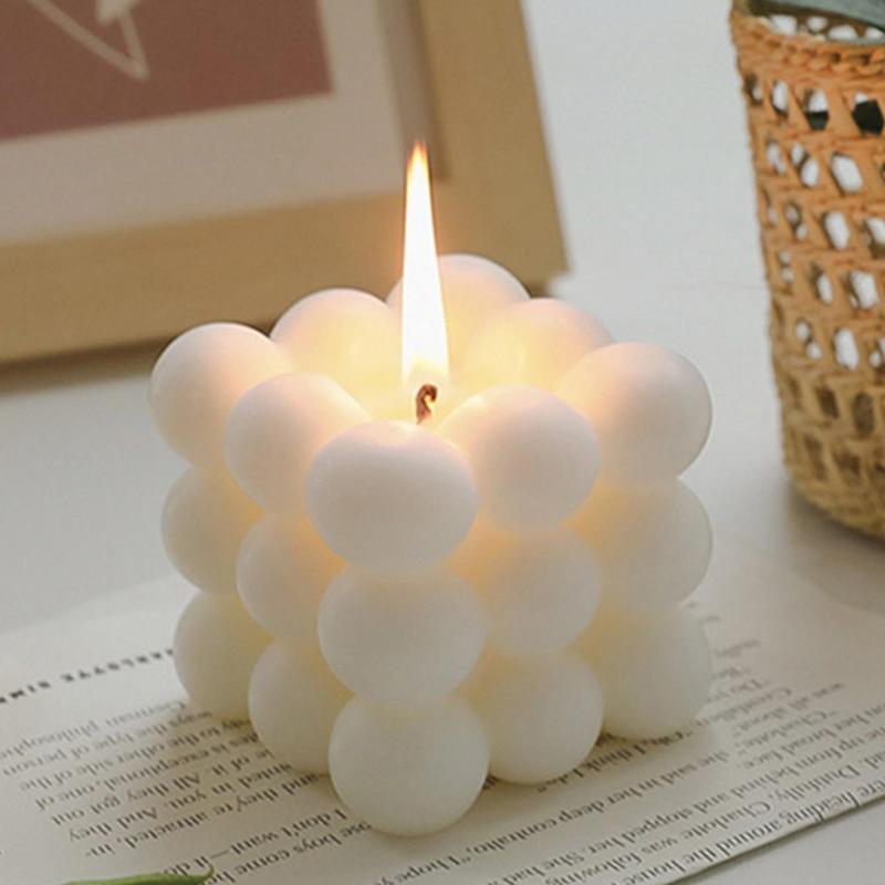 3D Bubble Cube Shaped Aromatherapy Candle, Creative Decorative Candle, Decorative Ornaments for Home Party Wedding