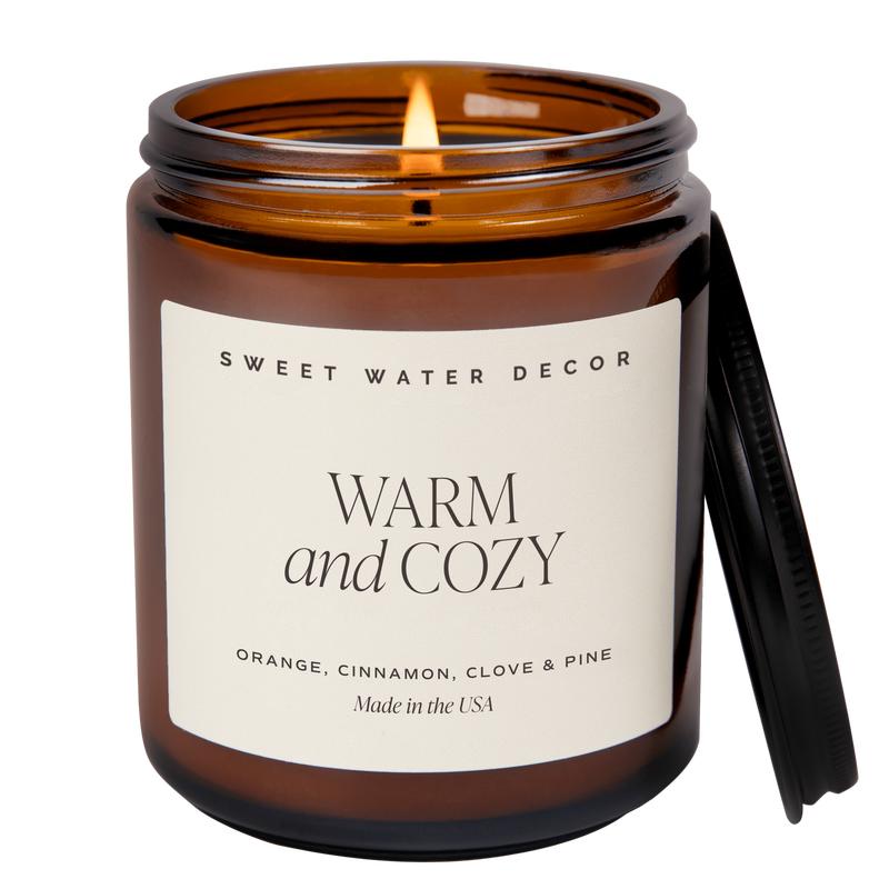 Warm and Cozy Soy Candle - Amber Jar - 9 oz