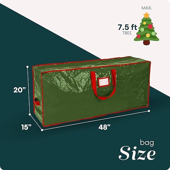 Christmas Tree Storage Bag - Fits 7.5 Ft Artificial Tree, Durable Waterproof Material, Zippered with Handles, Protects from Dust, Insects & Moisture