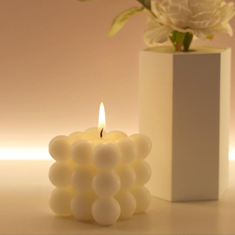 3D Bubble Cube Shaped Aromatherapy Candle, Creative Decorative Candle, Decorative Ornaments for Home Party Wedding