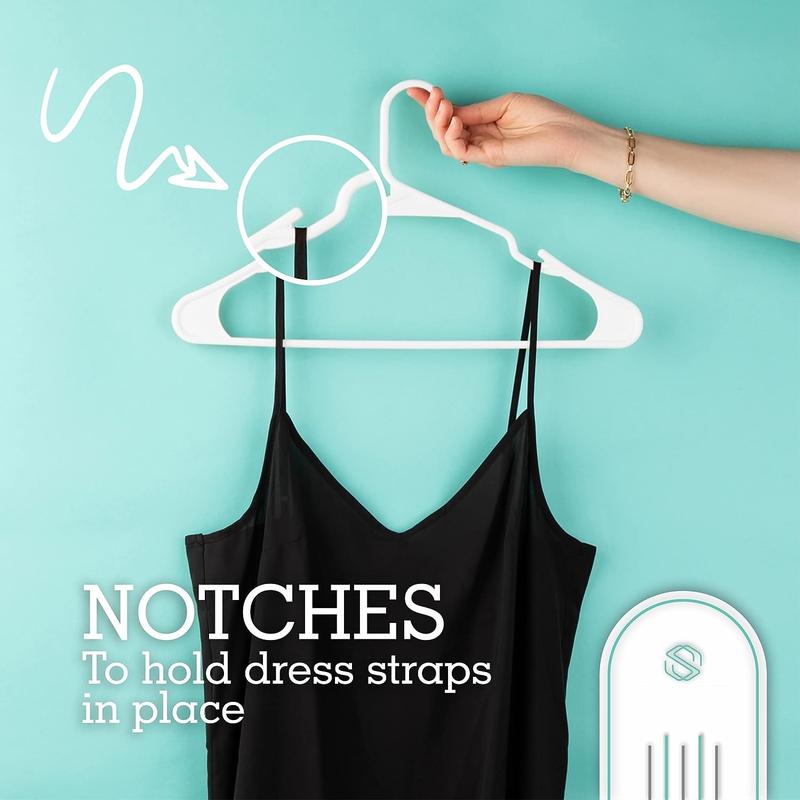 Clothes Hangers Plastic 16 Pack for Adults - Plastic Hangers, The Perfect Coat Hanger and General Space Saving Clothes Hangers for Closet - Percheros Ganchos para Colgar Ropa Hangars - White Hangers woven basket