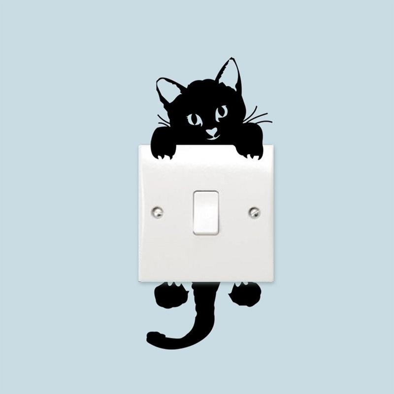 Cat Pattern Removable Switch Sticker, 1 Count Light Switch Sticker Decals Cover, Wall Decal Art Murals Home Decor