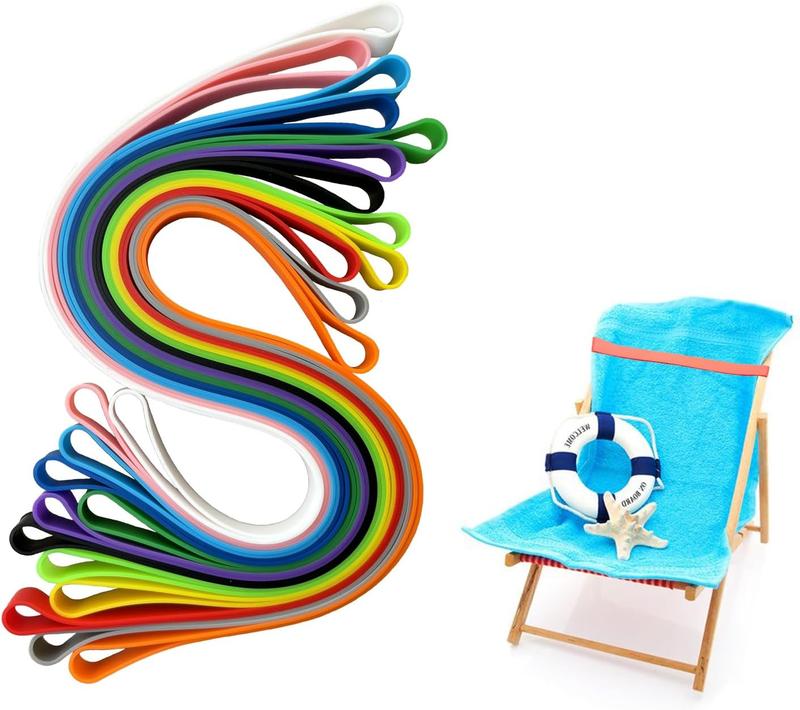 12 Pack Towel Clips for Chairs Cruise, Silicone Towel Bands for Cruise Chairs, Multi-Functional Beach Towel Bands Beach Towel Clips Beach Towel Clips for Pool Chairs