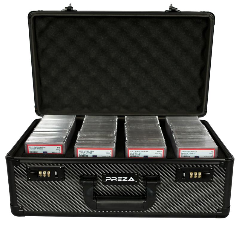 PREZA Graded Card Storage Box - Premium Trading Card Case for Graded Sports Cards - Carbon Fiber Slab Case (X-Large)