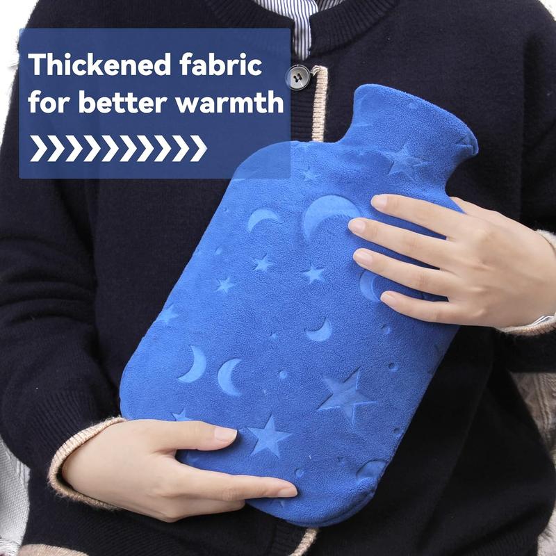 Hot water bottle with soft cover, 2L hot water bottle for menstrual cramps, neck and shoulder pain relief