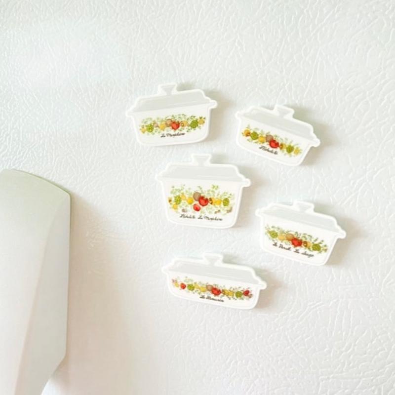 Corningware Spice of Life Fridge Magnet Set - Vintage Casserole Dish Magnets - La Marjolaine, Pyrex - Retro Kitchen Decor - Decorative, Gift Friend