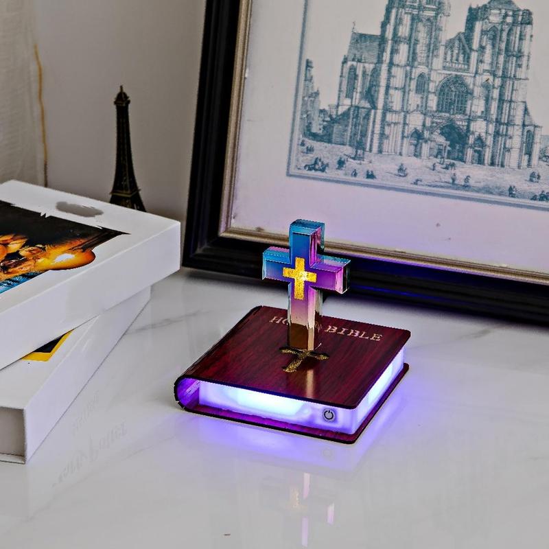 Magnetic Floating Cross Lamp with RGB Color-Changing Lights - Perfect for Home, Office, and Religious Decor