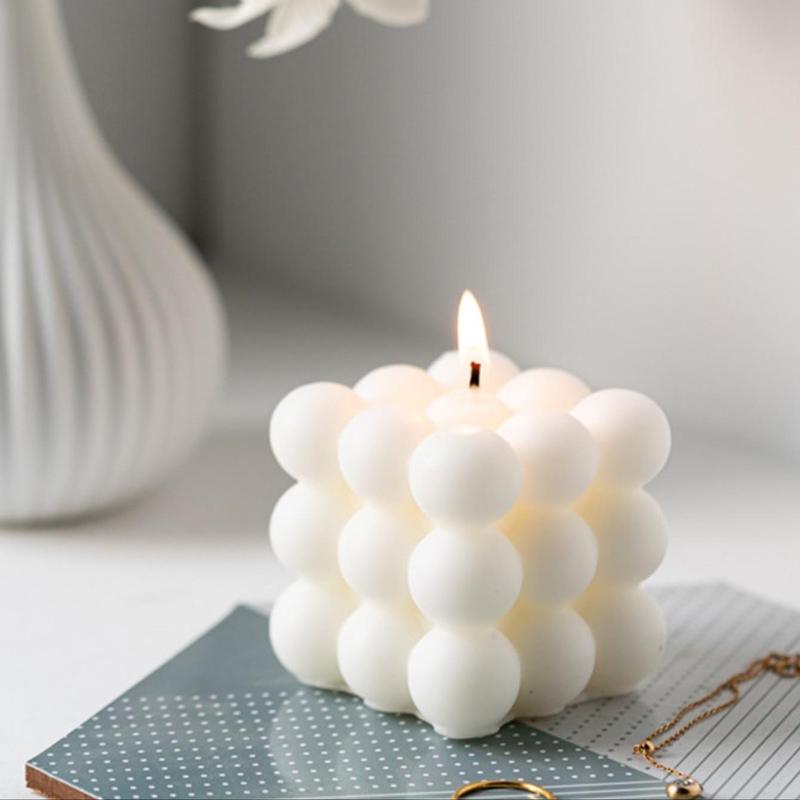 3D Bubble Cube Shaped Aromatherapy Candle, Creative Decorative Candle, Decorative Ornaments for Home Party Wedding