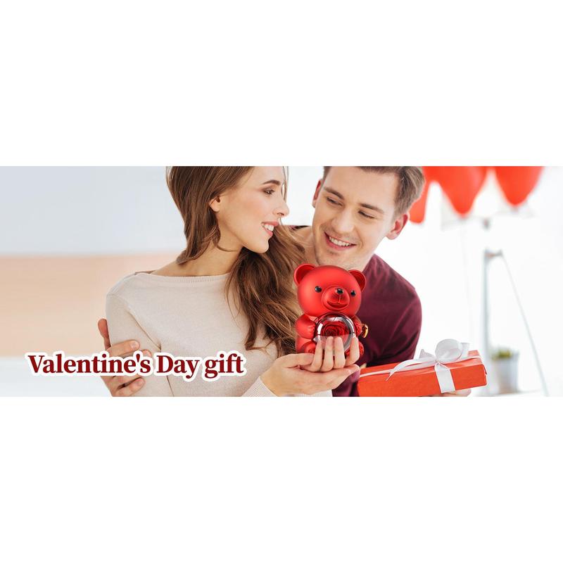 Romantic Teddy Bear with Preserved Rose, Real Rose Flower in Bear with Elegant Gift Box with Heart Shaped Necklace Romantic Gift for Couples, Wife, Husband, Her, Him in Valentine'S Day, Mother'S Day, Weddings, Anniversaries, and Bridal Showers Love (Red)