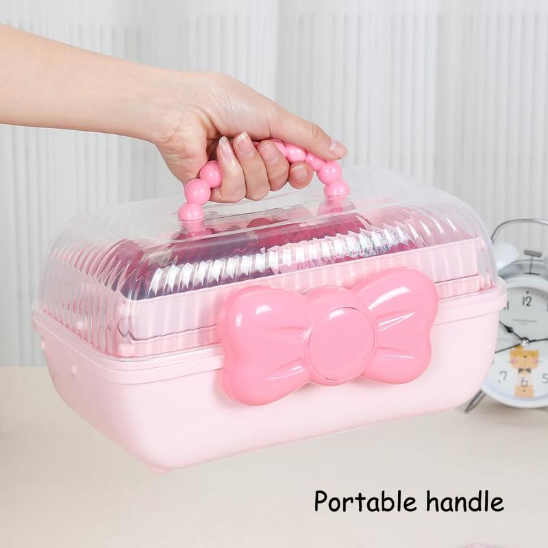 Hair Accessories Storage Box, 1 Count Cute Girls Hair Accessories Storage Box, Plastic Hair Ties Holder Hair Clips Container Headbands Organizer Gift for Girls Multipurpose Organizer