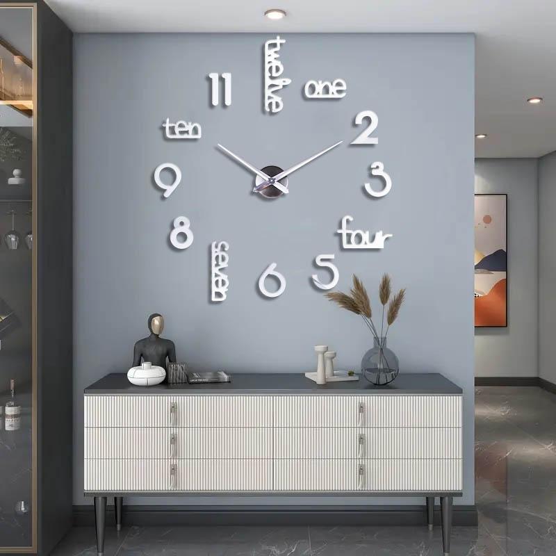 DIY Wall Clock, 1 Count Battery Powered Modern Acrylic Wall Clock without Battery, Silent Wall Clock for Home Living Room Bedroom Decor, Home Decor