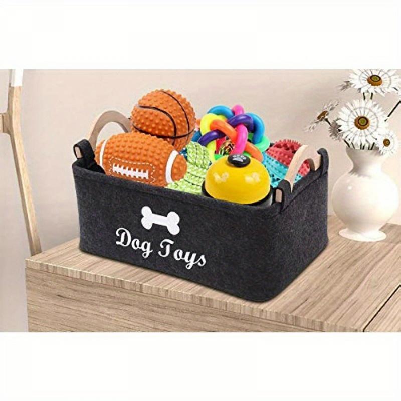 Felt Dog Toy Storage Box, Pet Toys Organizer, Pet Toy Storage Basket, Dog & Cat Accessories, Travel Supplies for Dogs & Cats