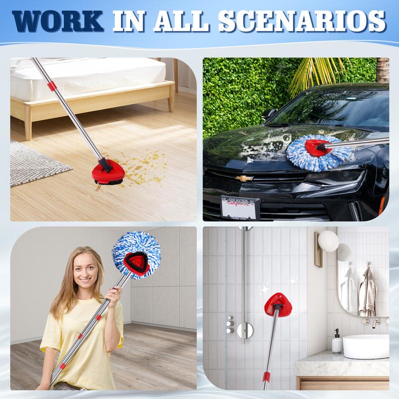 Spin Mop Head Replacement & Shower Floor Scrubber，Compatible with Ocedar RinseClean 2 Tank Mop System,Microfiber Mop Refill Heads for Cleaning All Hard-surfaced Floor