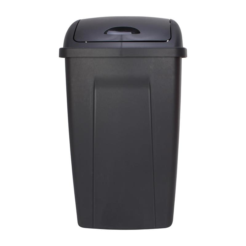 Mainstays 13 Gallon Trash Can, Plastic Swing Top Kitchen Garbage Trash Can, Black, 12.5