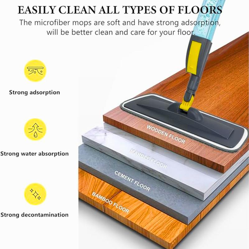 Mops for Floor Cleaning, Microfiber Spray Mop with 400ml Refillable Bottle and 3 Replacement Pads Dry Wet Floor Mop Dust Mop Multi-surface spray mops