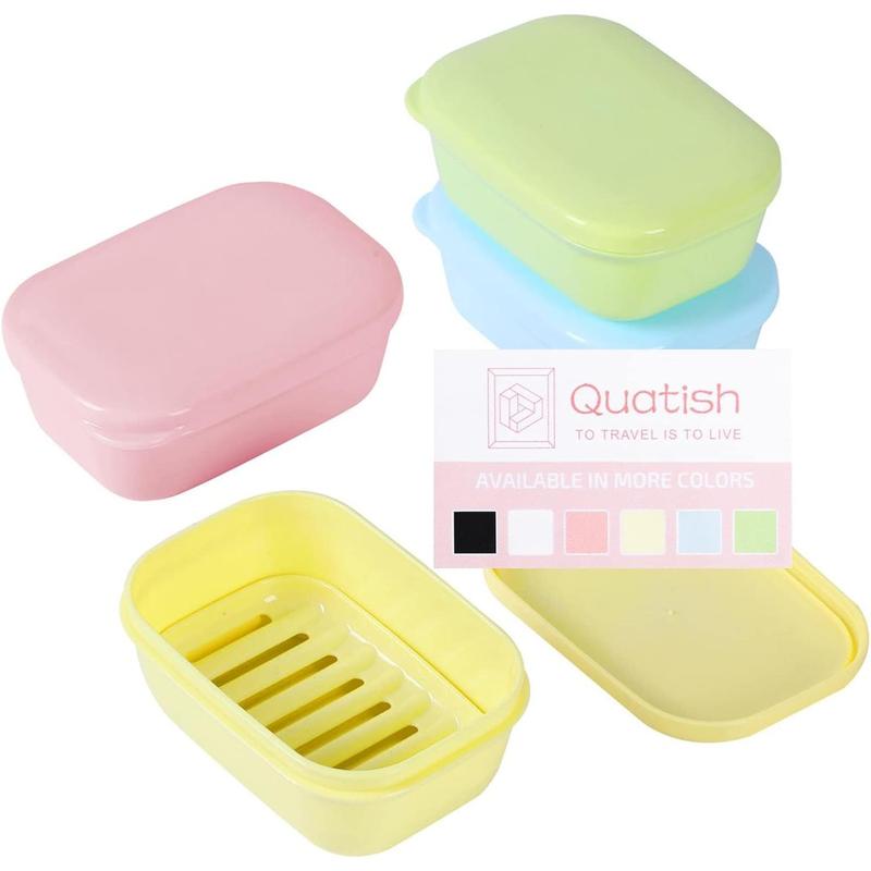 4 Pack Soap Holder, Travel Soap Container with Lid, Portable Bar Soap Case, Leakproof Soap Box with Perforations, Soap Dishes for Traveling, Camping, Gym