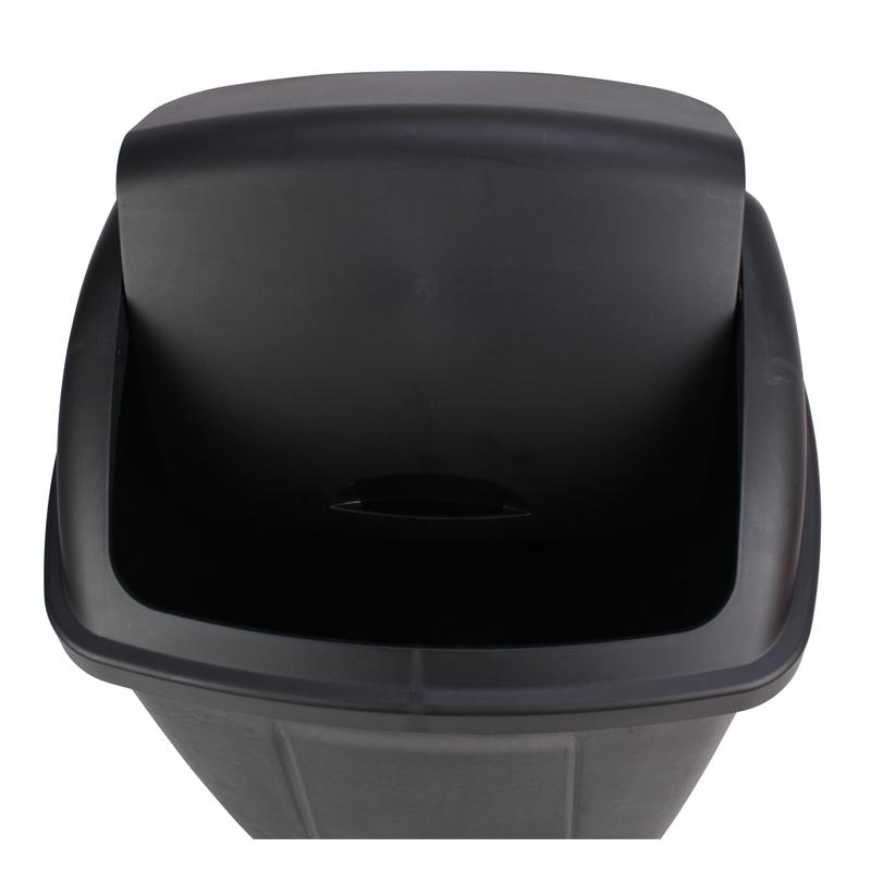 Mainstays 13 Gallon Trash Can, Plastic Swing Top Kitchen Garbage Trash Can, Black, 12.5