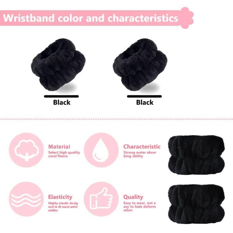 2pcs Wrist Bands for Washing Face, Face Washing Wristbands, Arm Wrist Towels for Washing Face, Spa Face Wash Wristbands, Microfiber Fleece