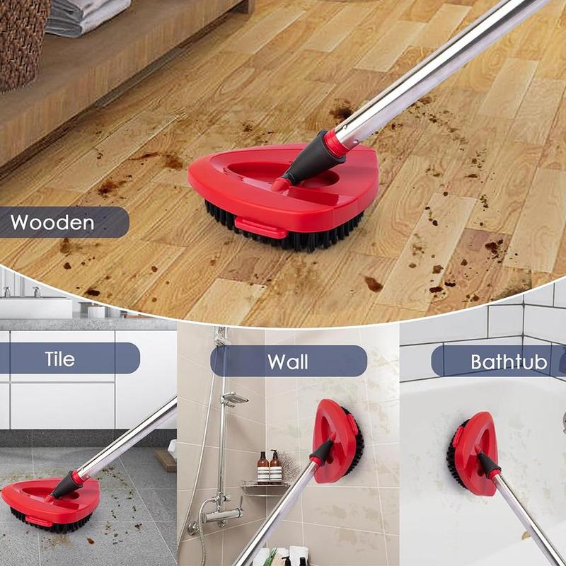 Tile Floor Brush, 1 Set Including 1 Handle, 1 Base and 1 Brush Head, 180° Rotatable Adjustable Tile Floor Scrubber, Cleaning Brush for Kitchen, Bathroom