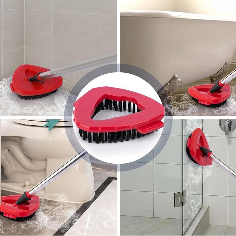 Tile Floor Brush, 1 Set Including 1 Handle, 1 Base and 1 Brush Head, 180° Rotatable Adjustable Tile Floor Scrubber, Cleaning Brush for Kitchen, Bathroom