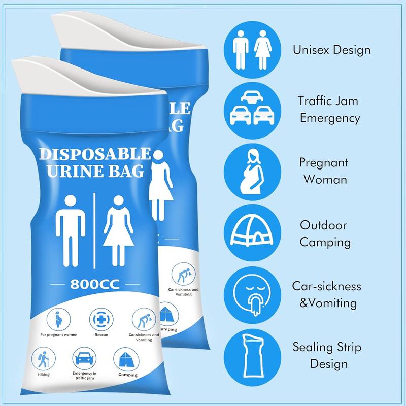 Disposable Urine Bag, 12 24 Pee Bags for Travel for Women Men, 800ML Emergency Portable Urinal Bag and Vomit Bags, Unisex Urinal Bag for Camping, Traffic Jams, Pregnant, Patient