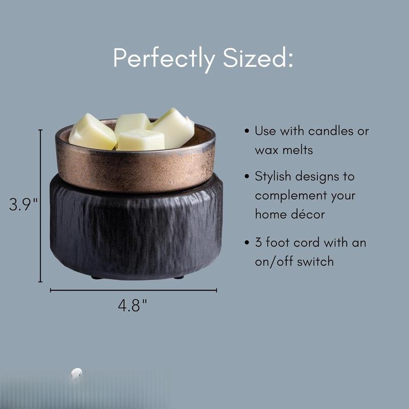 ETC 2-in-1  and Fragrance Warmer for Warming Scented s or Wax Melts and Tarts with to Freshen Room, Primitive Black and Bronze