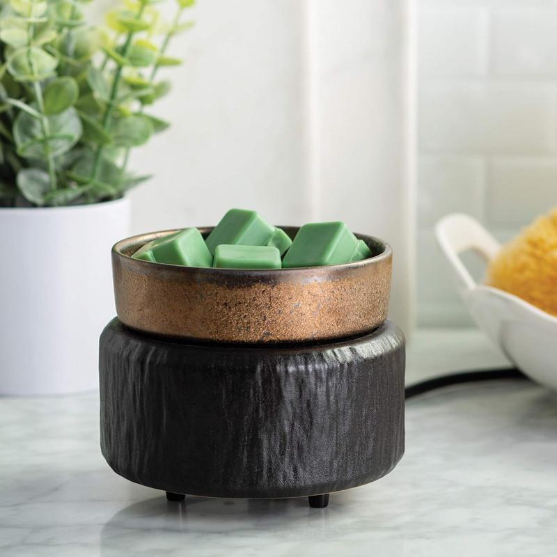 ETC 2-in-1  and Fragrance Warmer for Warming Scented s or Wax Melts and Tarts with to Freshen Room, Primitive Black and Bronze