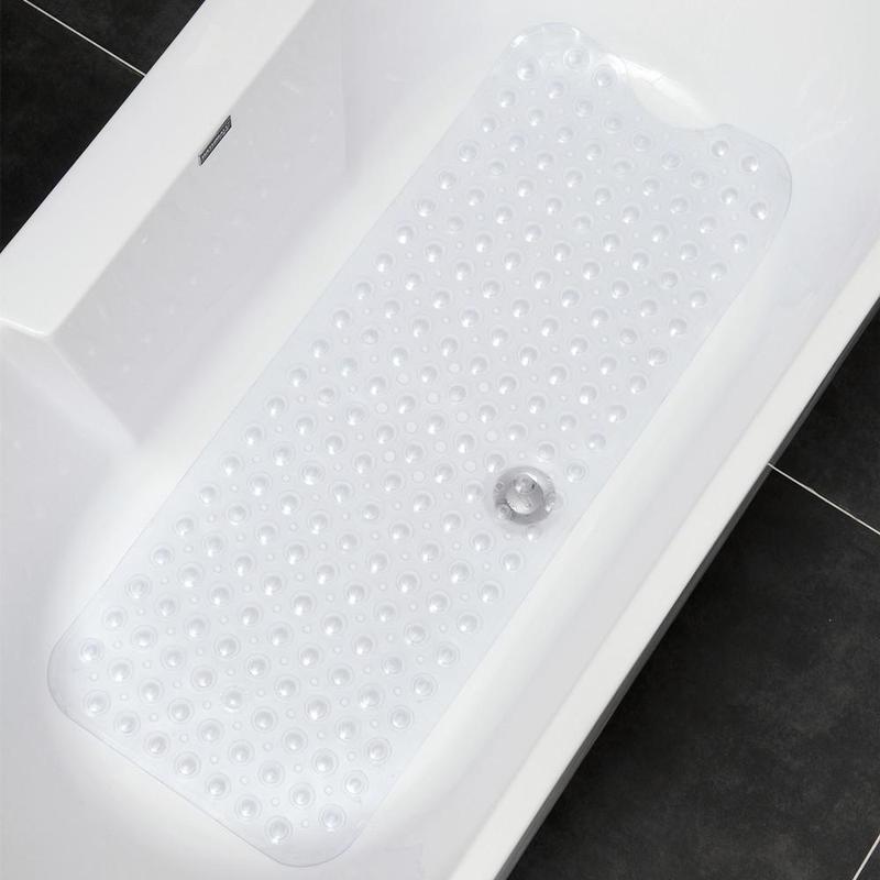 Solid Color Non-slip Bath Mat, 1 Count Foot Massage Bathroom Mat with Suction Cups & Drain Holes, Bathroom Accessories for Home Bathroom