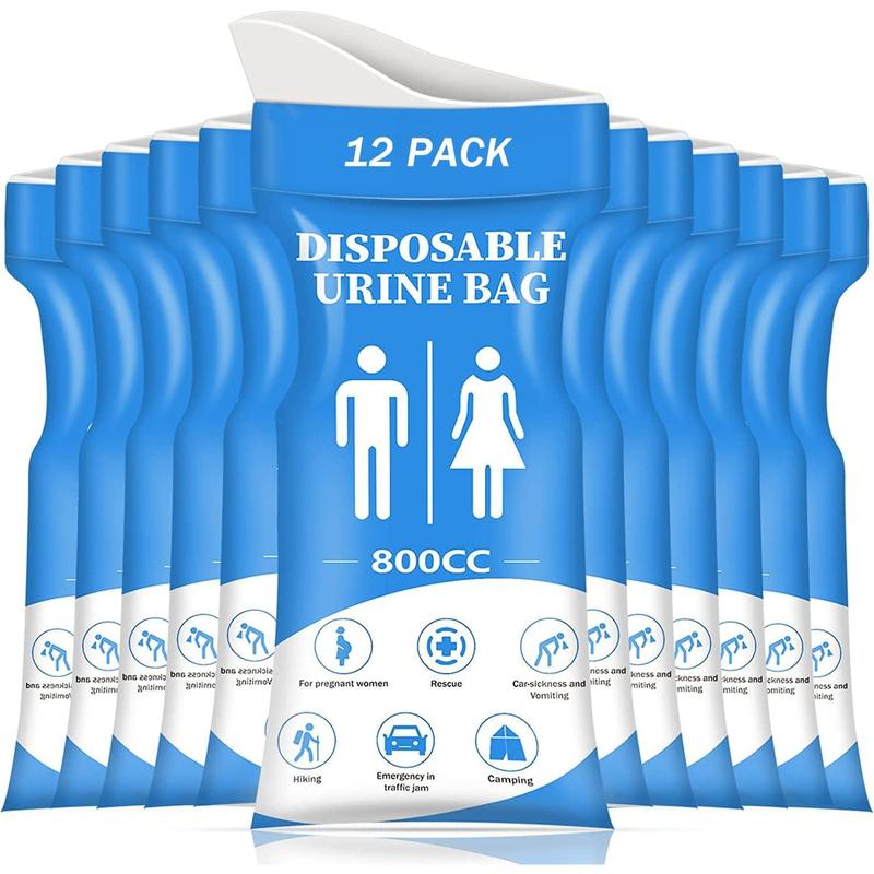 Disposable Urine Bag, 12 24 Pee Bags for Travel for Women Men, 800ML Emergency Portable Urinal Bag and Vomit Bags, Unisex Urinal Bag for Camping, Traffic Jams, Pregnant, Patient